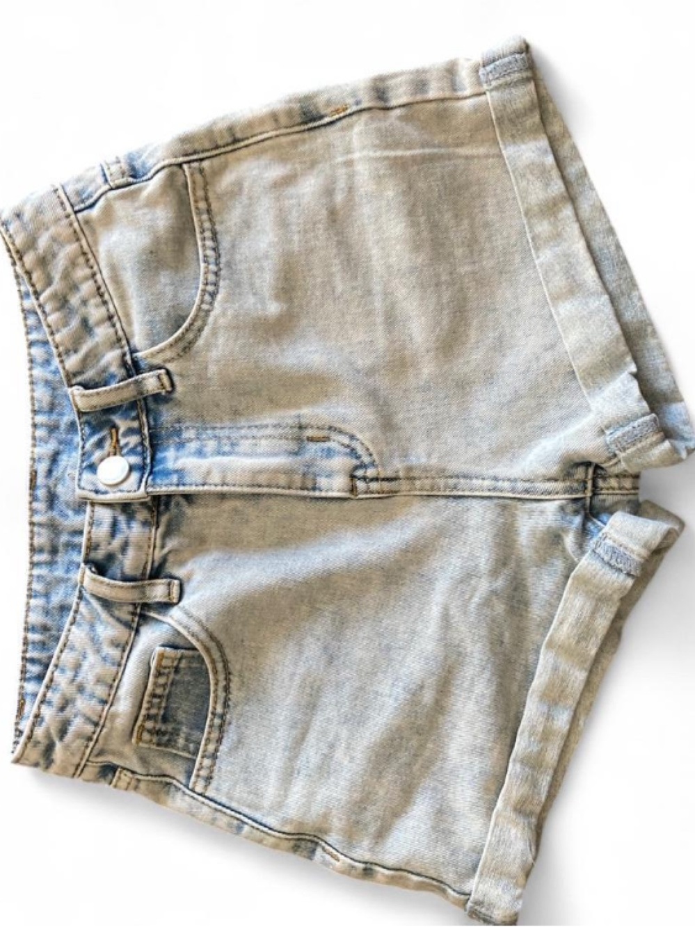 Light Blue Denim Girls' Rolled-Hem Shorts